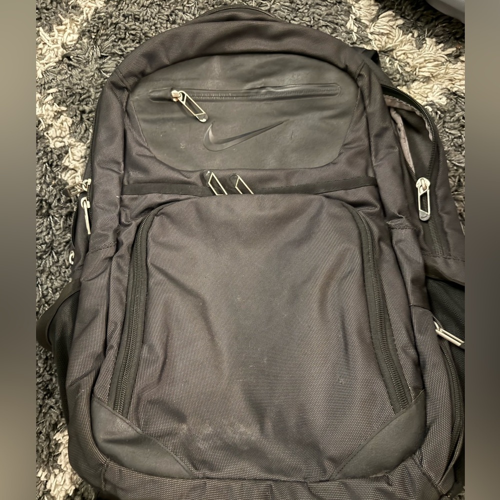 Nike Men's Black Backpack with Multiple Compartments